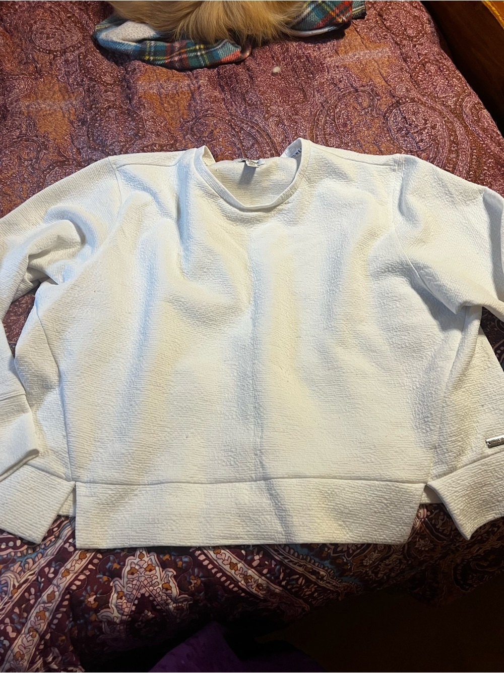 Textured White Crewneck active wear shirt